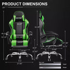 Silla Gamer con Reposapiés y Cojín Masajeador Lumbar Ergonómico de Piel Sintética - GTRACING