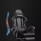 Silla Gamer con Reposapiés y Cojín Masajeador Lumbar Ergonómico de Piel Sintética - GTRACING