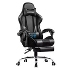 Silla Gamer con Reposapiés y Cojín Masajeador Lumbar Ergonómico de Piel Sintética - GTRACING