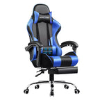 Silla Gamer con Reposapiés y Cojín Masajeador Lumbar Ergonómico de Piel Sintética - GTRACING