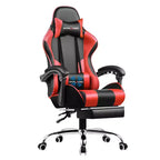Silla Gamer con Reposapiés y Cojín Masajeador Lumbar Ergonómico de Piel Sintética - GTRACING
