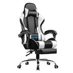 Silla Gamer con Reposapiés y Cojín Masajeador Lumbar Ergonómico de Piel Sintética - GTRACING