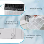 Aire acondicionado de ventana Costway 8100 BTU (12000 BTU Ashrae) con control remoto, panel de control LED, hasta 37 m².