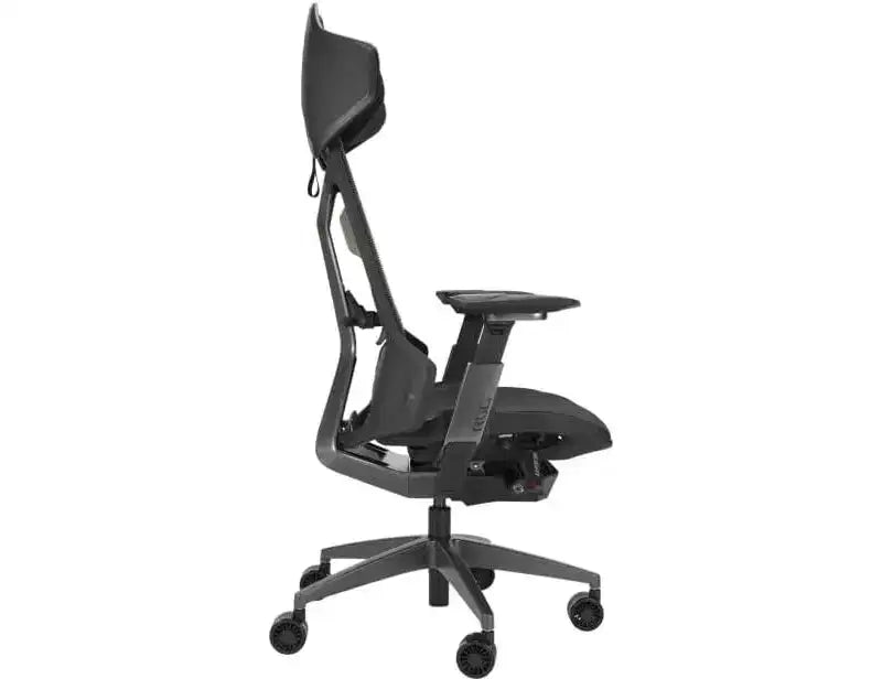 Silla gaming ergonómica ASUS ROG Destrier, estética ciber-futurista, ajustes de asiento versátiles, modo de soporte para juegos móviles en reposabrazos, panel acústico