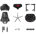 Silla gaming ergonómica ASUS ROG Destrier, estética ciber-futurista, ajustes de asiento versátiles, modo de soporte para juegos móviles en reposabrazos, panel acústico