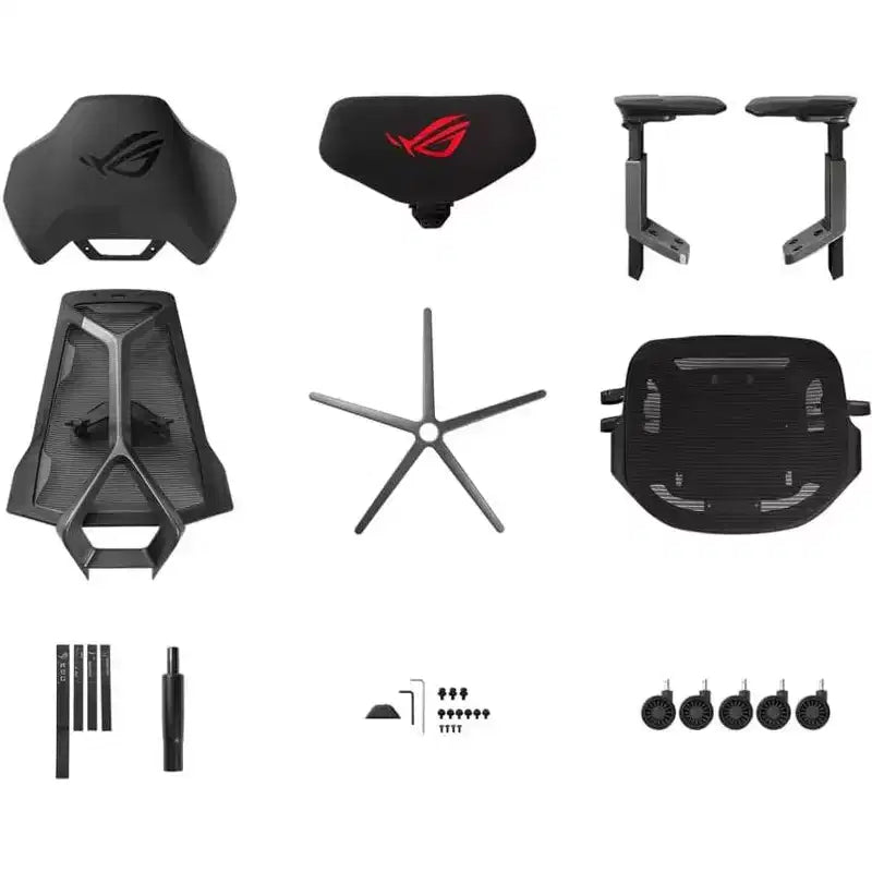 Silla gaming ergonómica ASUS ROG Destrier, estética ciber-futurista, ajustes de asiento versátiles, modo de soporte para juegos móviles en reposabrazos, panel acústico