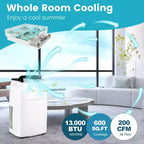Aire acondicionado portátil Costway de 13.000 BTU con funciones de refrigeración, ventilador, calefacción y deshumidificador