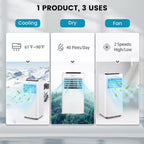 Acondicionador de Aire Portátil Costway de 8000 BTU, Unidad de CA 3 en 1 con Ventilador Frío, Deshumidificador y Modo de Sueño
