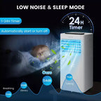 Acondicionador de Aire Portátil Costway de 8000 BTU, Unidad de CA 3 en 1 con Ventilador Frío, Deshumidificador y Modo de Sueño