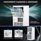 Acondicionador de Aire Portátil Costway de 8000 BTU, Unidad de CA 3 en 1 con Ventilador Frío, Deshumidificador y Modo de Sueño