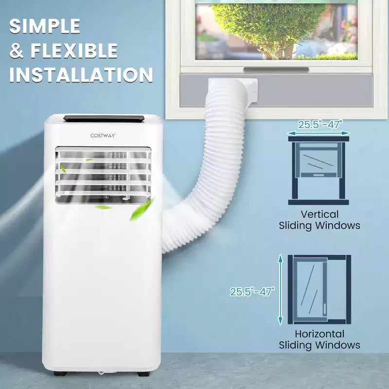 Acondicionador de Aire Portátil Costway de 8000 BTU, Unidad de CA 3 en 1 con Ventilador Frío, Deshumidificador y Modo de Sueño
