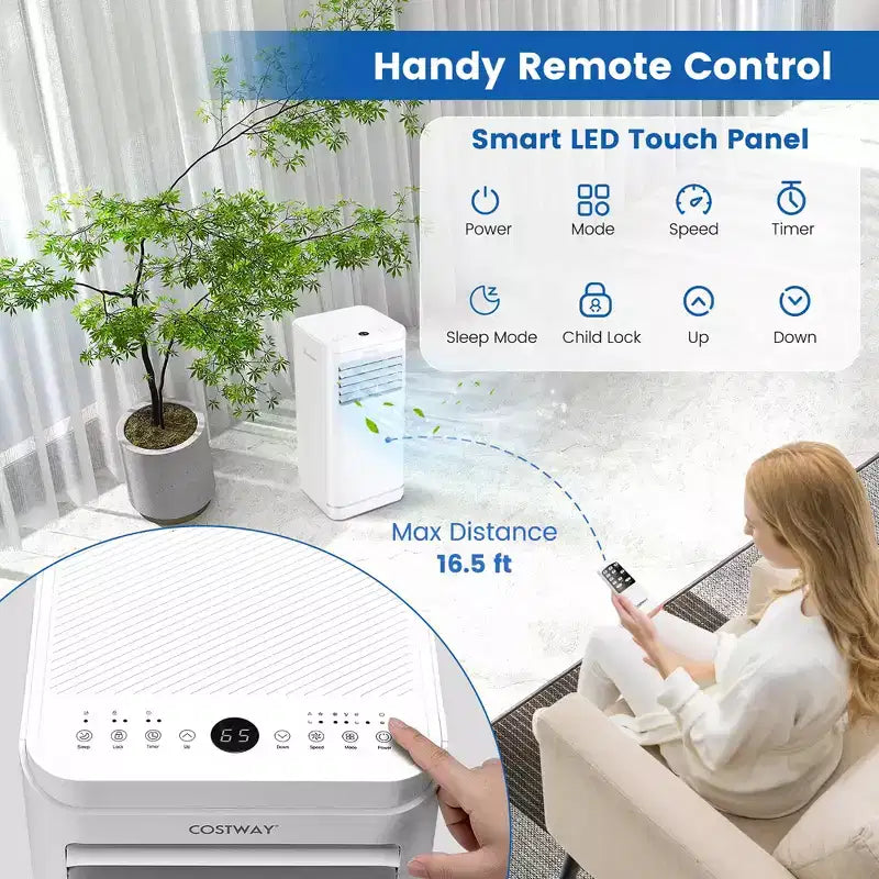 Aire acondicionado portátil Costway de 8000 BTU con deshumidificador y modo ventilador, hasta 23.2 m²