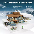 Costway Aire Acondicionado Portátil de 6000 BTU (10000 BTU ASHRAE) con Modo Deshumidificador y Ventilador, hasta 32.5 m²