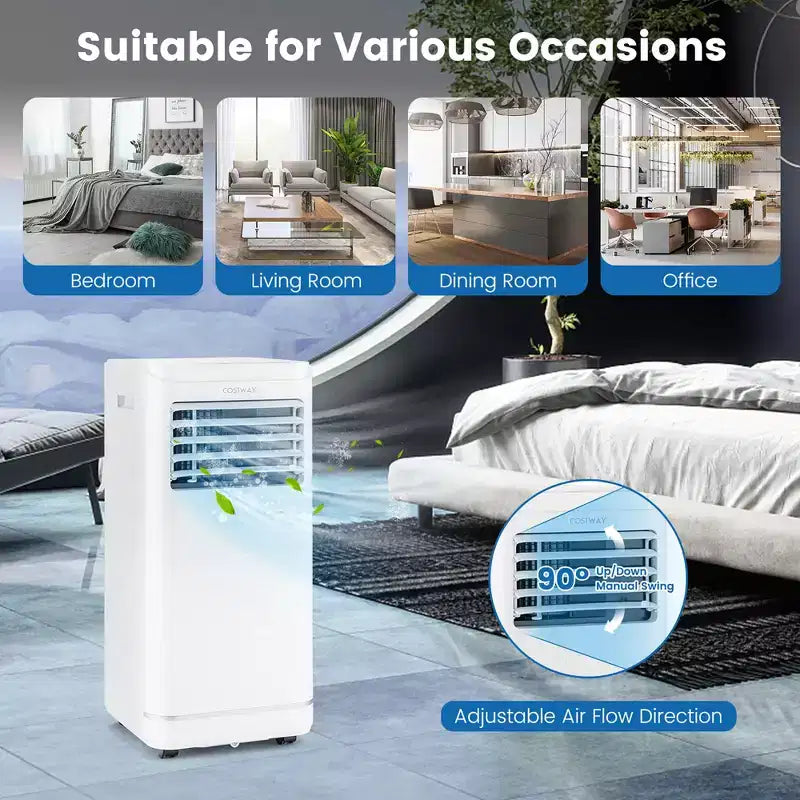 Costway Aire Acondicionado Portátil de 6000 BTU (10000 BTU ASHRAE) con Modo Deshumidificador y Ventilador, hasta 32.5 m²