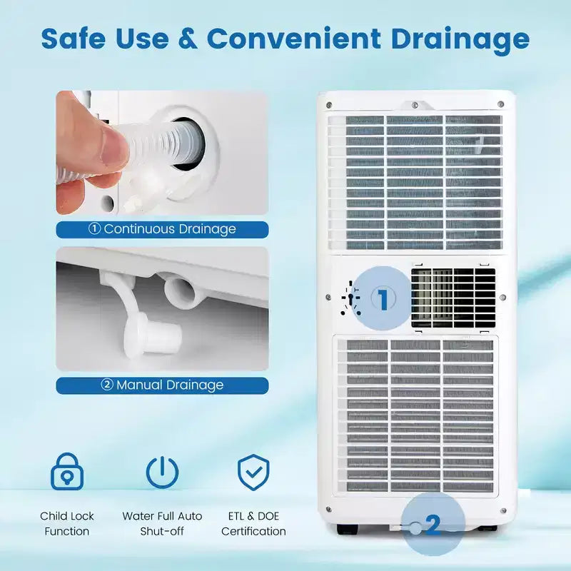 Costway Aire Acondicionado Portátil de 6000 BTU (10000 BTU ASHRAE) con Modo Deshumidificador y Ventilador, hasta 32.5 m²