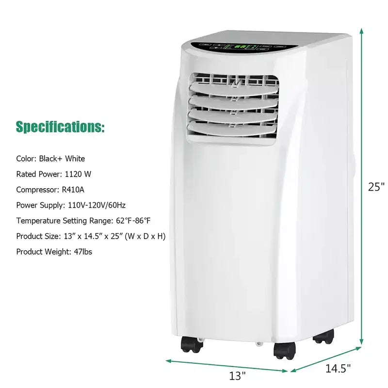 Costway Aire Acondicionado Portátil 5500 BTU (8000BTU ASHRAE) y Función Deshumidificador con Control Remoto