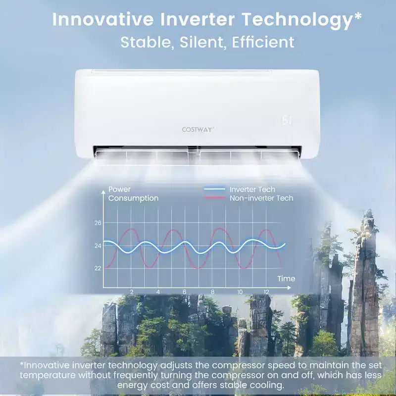Costway Aire Acondicionado Mini Split de 18,000 BTU con Bomba de Calor y Control Remoto