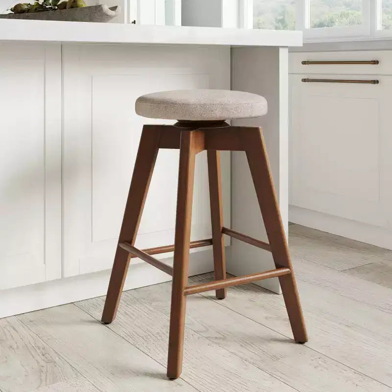 Taburete de bar de madera giratorio para mostrador - Sin brazos, altura fija, capacidad de 113 kg