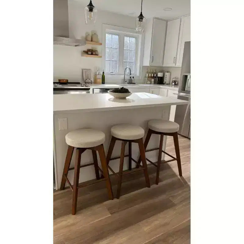 Taburete de bar de madera giratorio para mostrador - Sin brazos, altura fija, capacidad de 113 kg