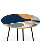 Mesa auxiliar redonda multicolor – Estructura de acero, cubierta de madera compuesta, 48x48x48 cm