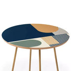 Mesa auxiliar redonda multicolor – Estructura de acero, cubierta de madera compuesta, 48x48x48 cm