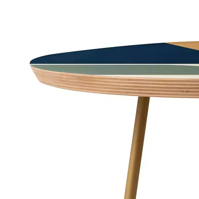 Mesa auxiliar redonda multicolor – Estructura de acero, cubierta de madera compuesta, 48x48x48 cm