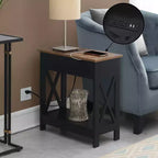 Mesa auxiliar Oxford abatible con estación de carga y estante de imitación - Breighton Home