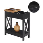 Mesa auxiliar Oxford abatible con estación de carga y estante de imitación - Breighton Home