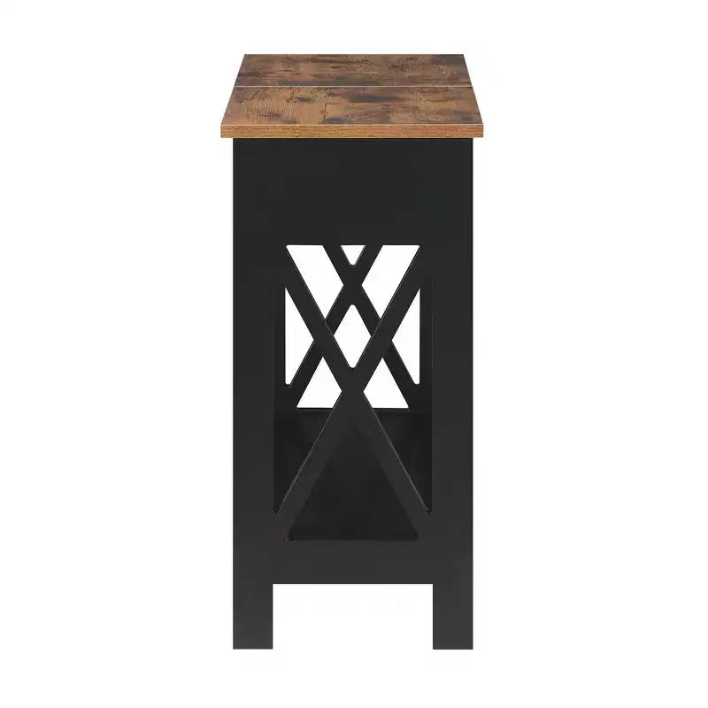 Mesa auxiliar Oxford abatible con estación de carga y estante de imitación - Breighton Home