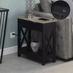Mesa auxiliar Oxford abatible con estación de carga y estante de imitación - Breighton Home
