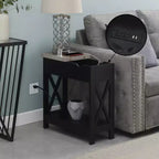 Mesa auxiliar Oxford abatible con estación de carga y estante de imitación - Breighton Home