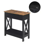 Mesa auxiliar Oxford abatible con estación de carga y estante de imitación - Breighton Home