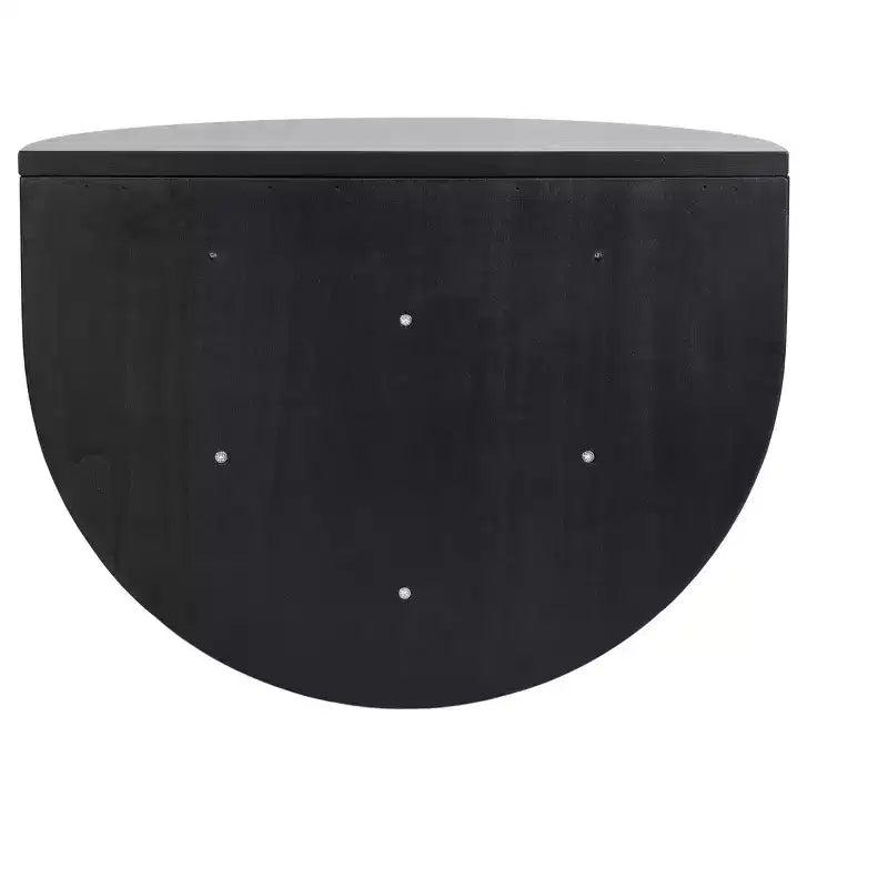 Mesa auxiliar flotante de madera semicircular – 18x14, Negra, Estantes incorporados, Ahorro de espacio