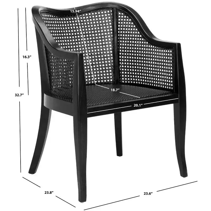 Sillón de comedor de mimbre – Estructura de madera de olmo, respaldo curvo, blanco, capacidad de 125 kg
