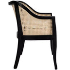 Sillón de comedor de mimbre – Estructura de madera de olmo, respaldo curvo, blanco, capacidad de 125 kg
