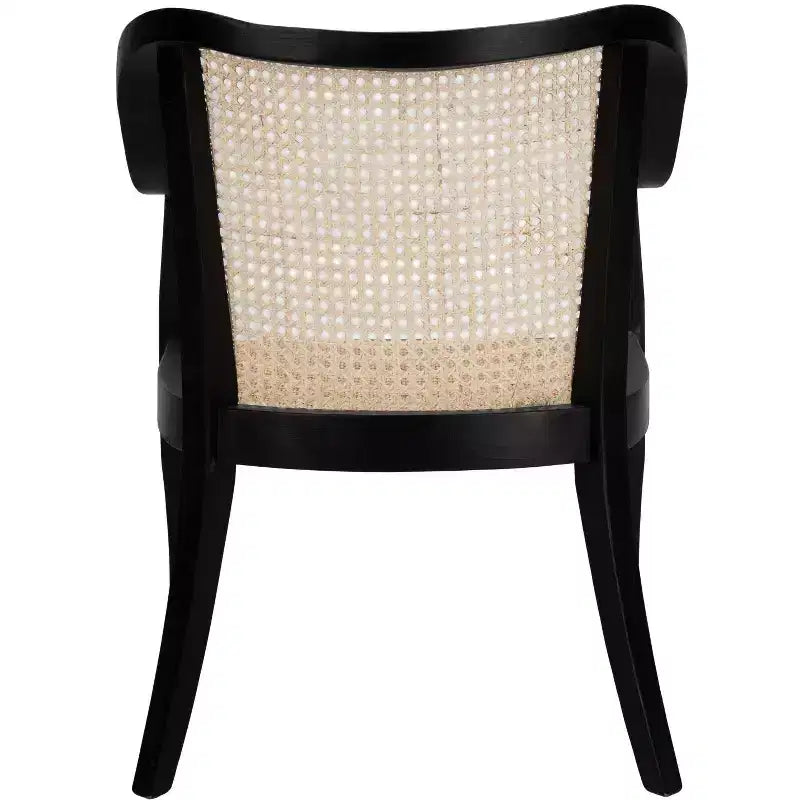 Sillón de comedor de mimbre – Estructura de madera de olmo, respaldo curvo, blanco, capacidad de 125 kg