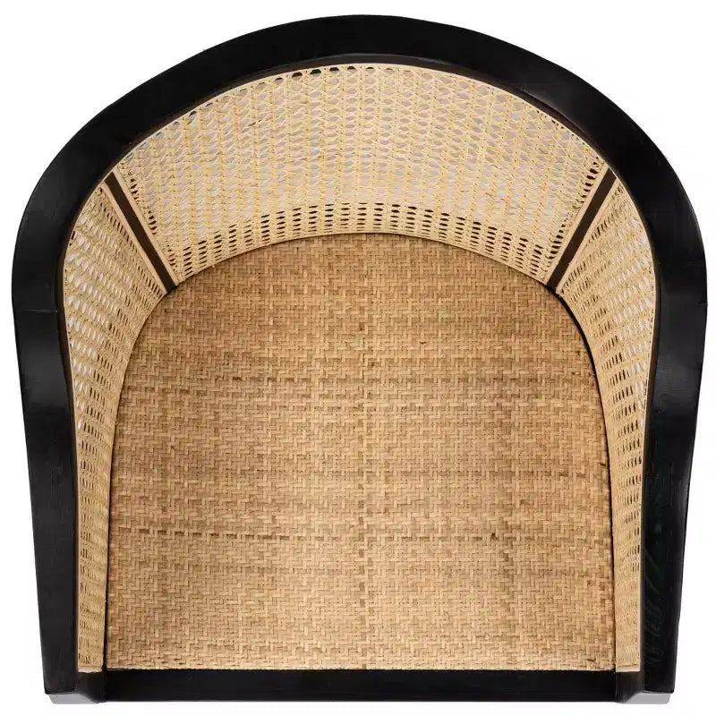 Sillón de comedor de mimbre – Estructura de madera de olmo, respaldo curvo, blanco, capacidad de 125 kg