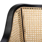 Sillón de comedor de mimbre – Estructura de madera de olmo, respaldo curvo, blanco, capacidad de 125 kg