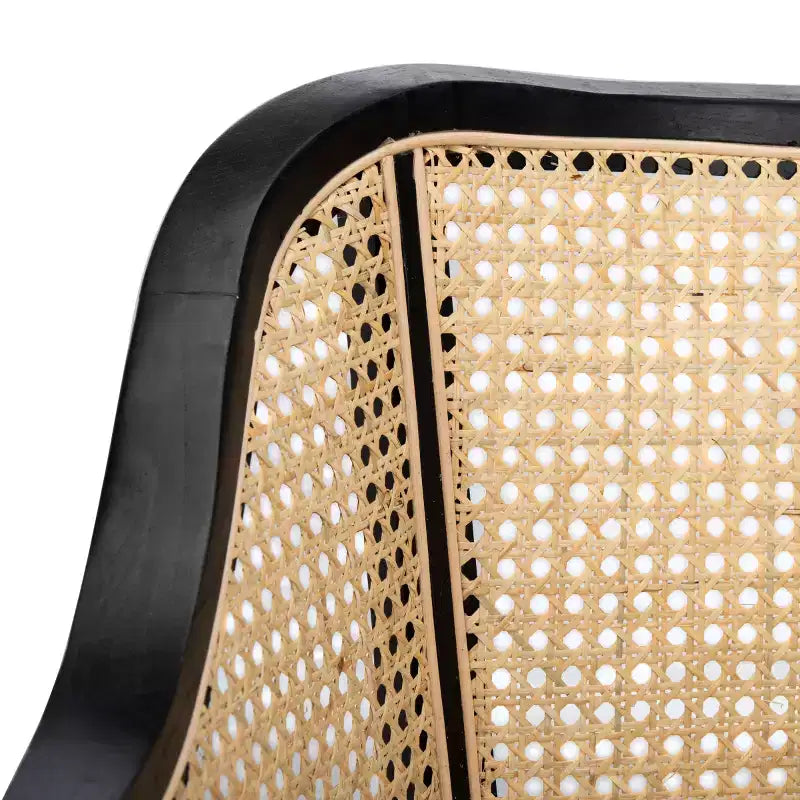 Sillón de comedor de mimbre – Estructura de madera de olmo, respaldo curvo, blanco, capacidad de 125 kg