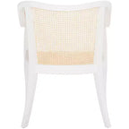 Sillón de comedor de mimbre – Estructura de madera de olmo, respaldo curvo, blanco, capacidad de 125 kg