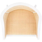 Sillón de comedor de mimbre – Estructura de madera de olmo, respaldo curvo, blanco, capacidad de 125 kg
