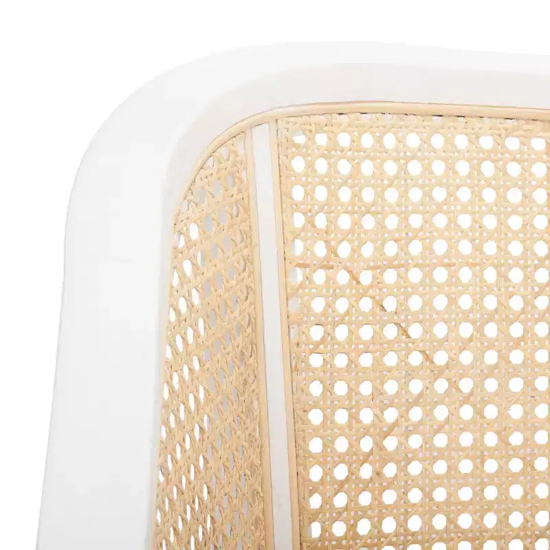 Sillón de comedor de mimbre – Estructura de madera de olmo, respaldo curvo, blanco, capacidad de 125 kg