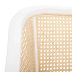 Sillón de comedor de mimbre – Estructura de madera de olmo, respaldo curvo, blanco, capacidad de 125 kg