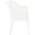 Sillón de comedor de mimbre – Estructura de madera de olmo, respaldo curvo, blanco, capacidad de 125 kg