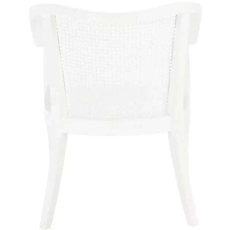 Sillón de comedor de mimbre – Estructura de madera de olmo, respaldo curvo, blanco, capacidad de 125 kg