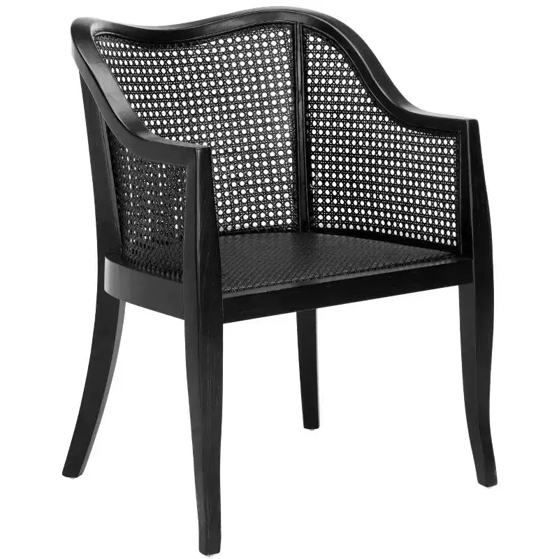 Sillón de comedor de mimbre – Estructura de madera de olmo, respaldo curvo, blanco, capacidad de 125 kg