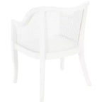 Sillón de comedor de mimbre – Estructura de madera de olmo, respaldo curvo, blanco, capacidad de 125 kg