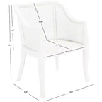 Sillón de comedor de mimbre – Estructura de madera de olmo, respaldo curvo, blanco, capacidad de 125 kg