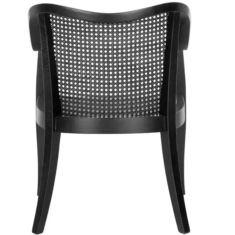 Sillón de comedor de mimbre – Estructura de madera de olmo, respaldo curvo, blanco, capacidad de 125 kg