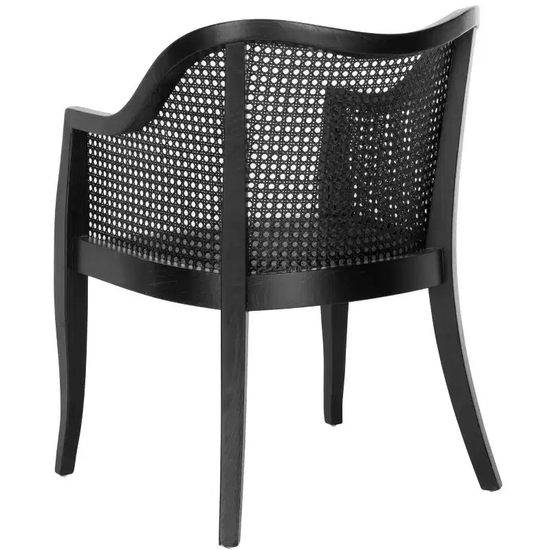 Sillón de comedor de mimbre – Estructura de madera de olmo, respaldo curvo, blanco, capacidad de 125 kg